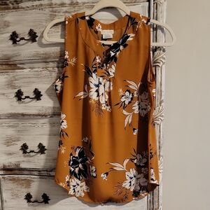 Floral Sleeveless Top in Mustard by Van Heusen